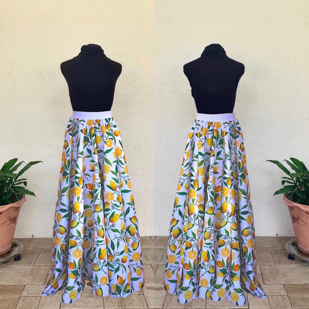 Custom Designed Boutique Lemmon Drop Pocket Maxi Skirt